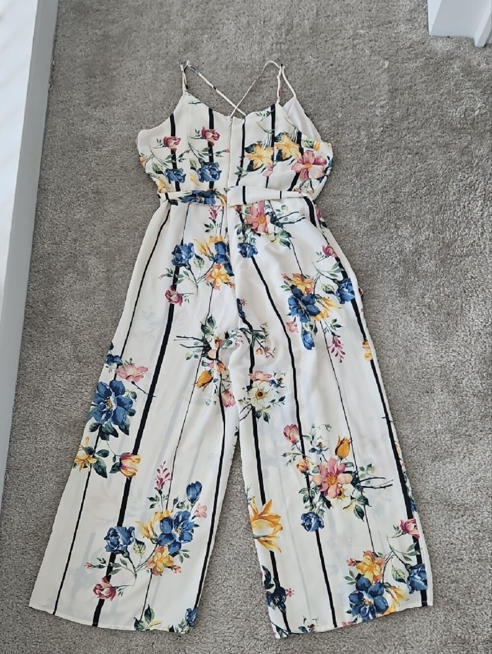 Sienna Sky Cream Floral Striped Wide-Leg Jumpsuit - Picture 7 of 7